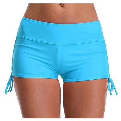 Stevvex turquoise high waist bikini bottoms with side drawstrings for full coverage on Tampa Home & Garden Store