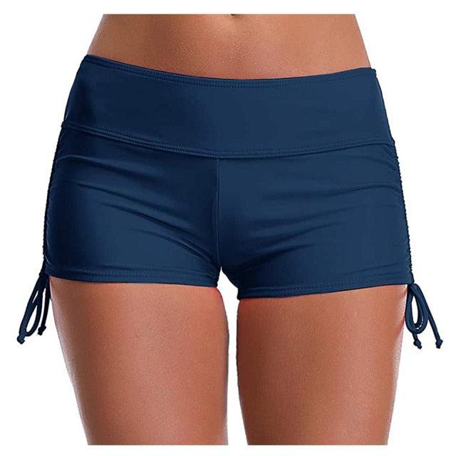 Stevvex high waist bikini bottoms navy blue with side ties, full coverage for women on Tampa Home & Garden Store