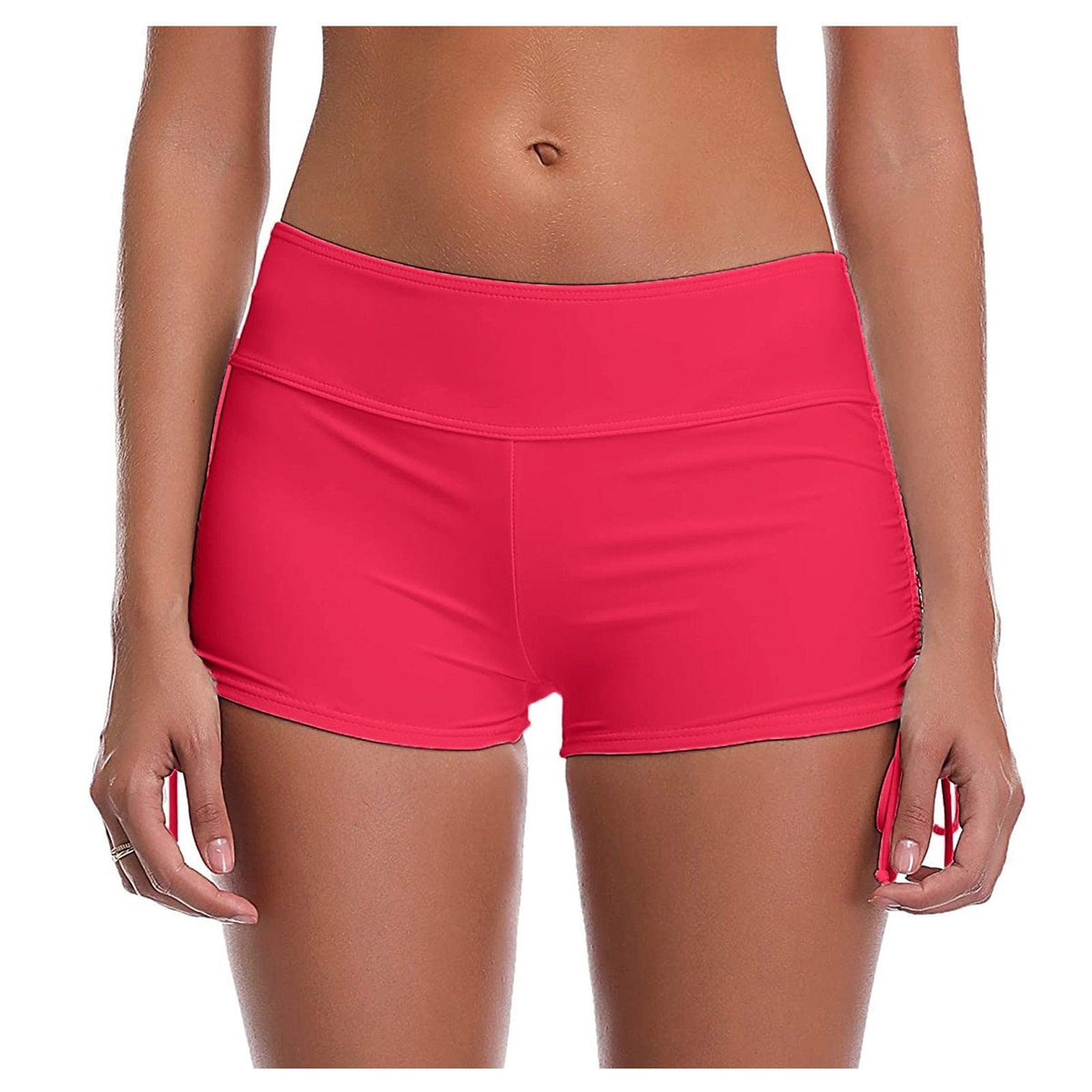 Stevvex high waist bikini bottoms in bright pink with side ties, full coverage swim shorts on Tampa Home & Garden Store