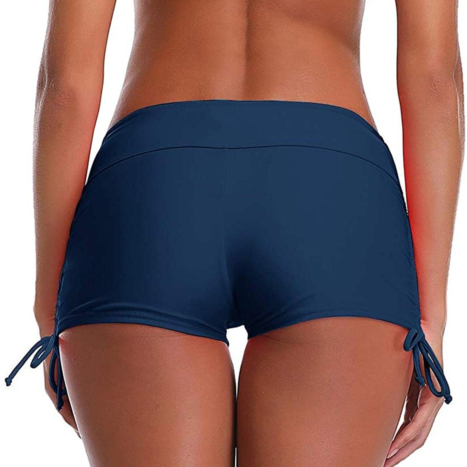 High waist navy bikini bottoms by Stevvex with side ties full coverage back view on Tampa Home & Garden Store
