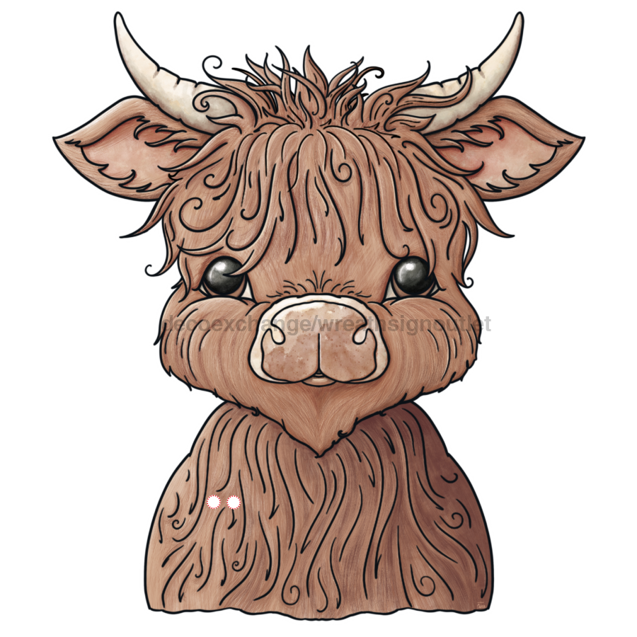 Highland Cow Door Hanger, Cut Bow Holes, wood sign, DECOE-W-903436, 22" Door Hanger no