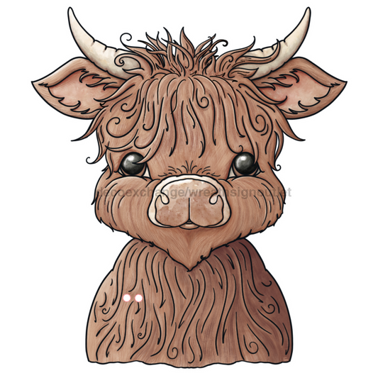 Highland Cow Door Hanger, Cut Bow Holes, wood sign, DECOE-W-903436, 22" Door Hanger no
