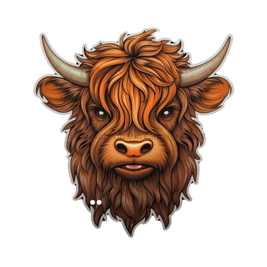 Highland Cow Door Hanger, Cut Bow Holes, wood sign, DECOE-W-903459, 22" Door Hanger no