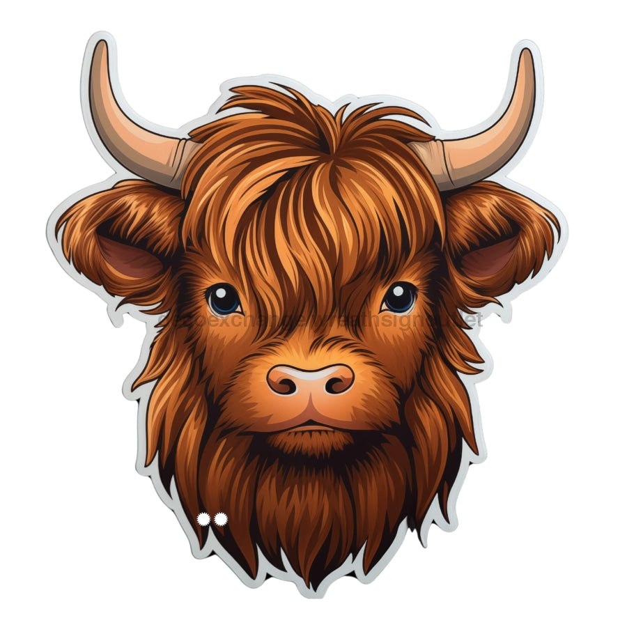 Highland Cow Door Hanger, Cut Bow Holes, panneau en bois, DECOE-W-903460, 22" Door Hanger no