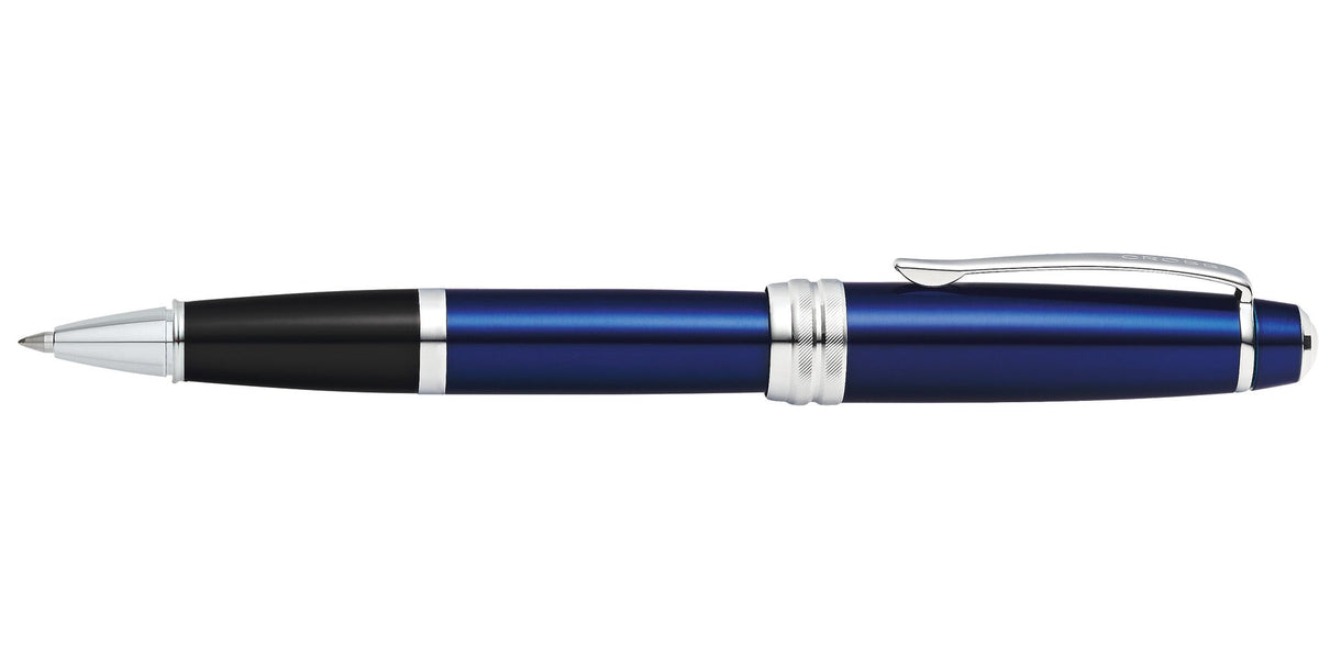 Bailey blue lacquer rollerball pen by A.T. Cross with silver trim and CROSS clip on Tampa Home & Garden Store