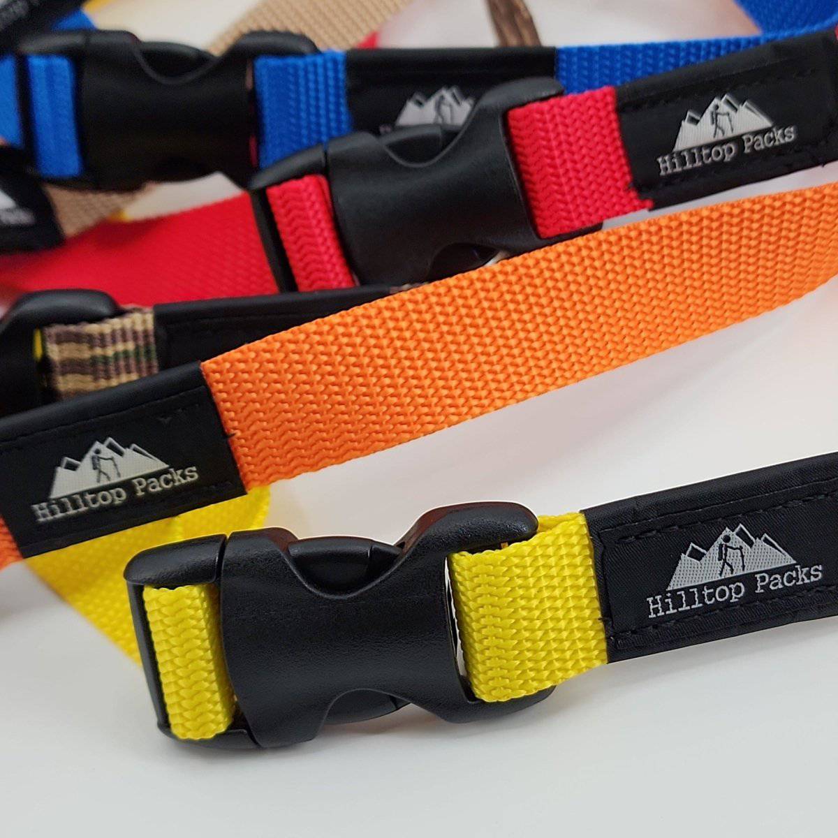 Set of 4 colorful hiking pants belts by Hilltop Packs LLC with quick-release buckles on Tampa Home & Garden Store