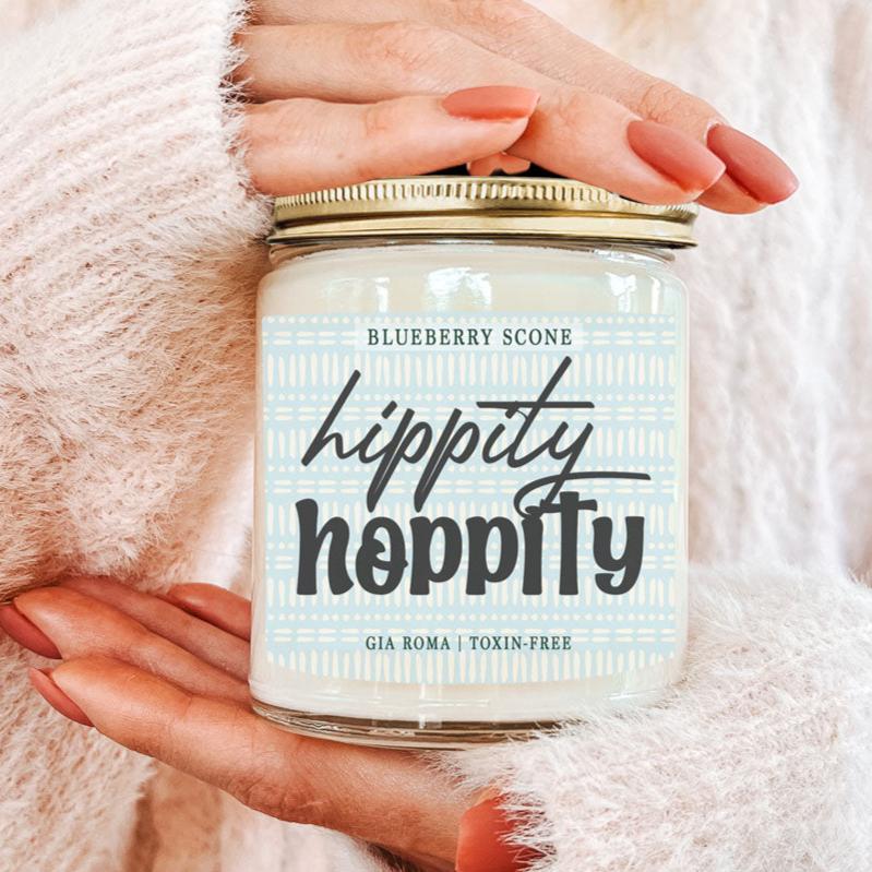 Blueberry Scone candle in a glass jar with a light blue Gia Roma label on Tampa Home & Garden Store