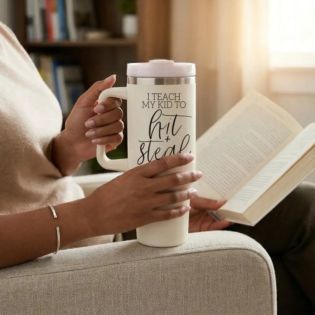 Hit and Steal 40oz Tumbler for Baseball Moms