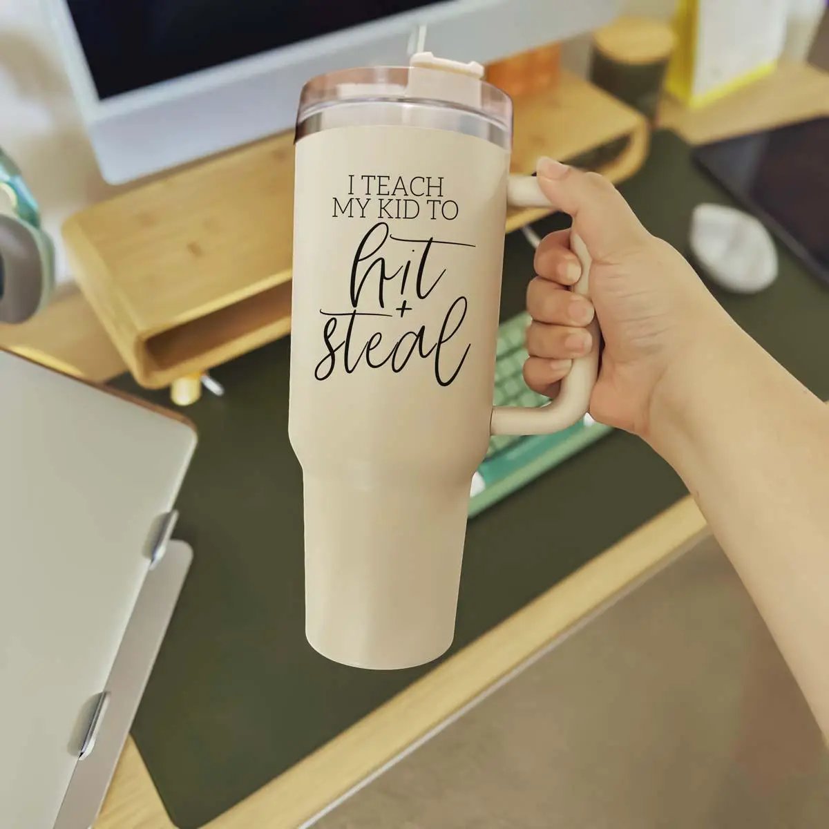 Hit and Steal 40oz Tumbler for Baseball Moms