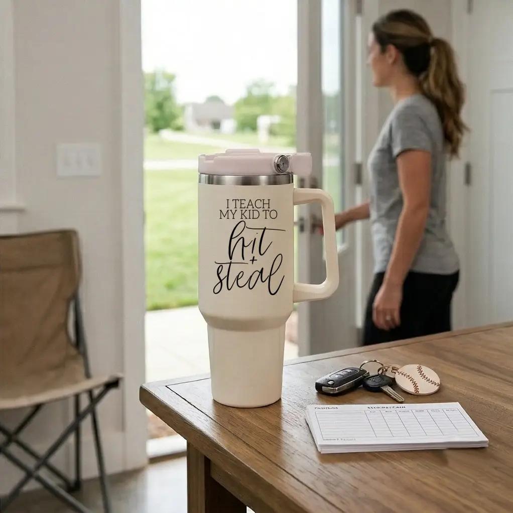 Hit and Steal 40oz Tumbler for Baseball Moms