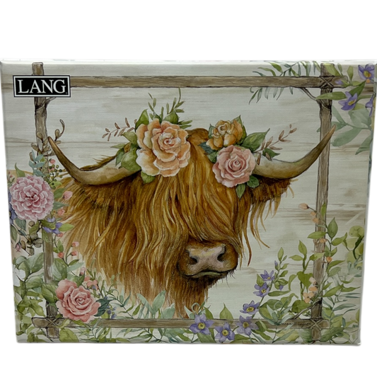 Rosewood Ranch Boxed Notes Set with Envelopes by LANG, floral longhorn design on Tampa Home & Garden Store