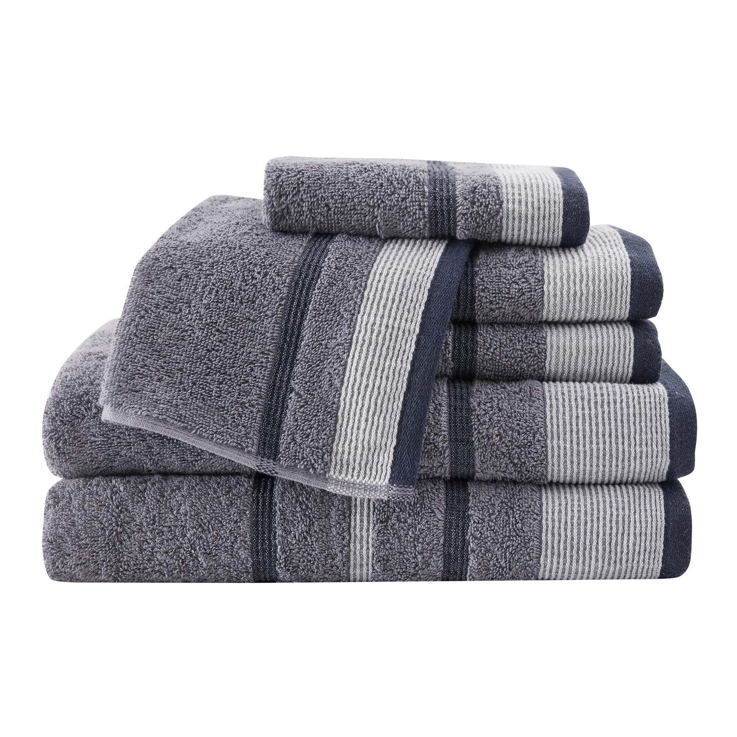 Soft Cotton Bath Towel Set and Stripe Detail