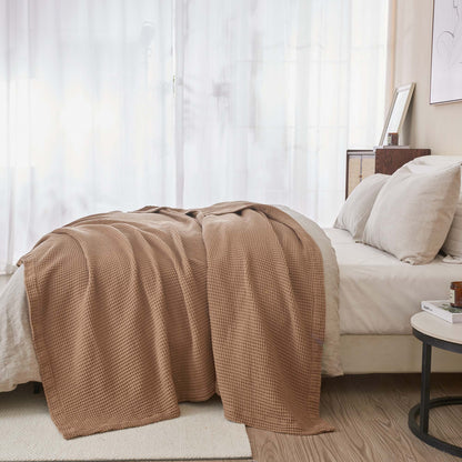 Organic Cotton And Waffle Weave Throw Blanket