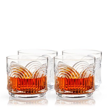 Elegant Beau Crystal Lowball Tumbler Set of Four