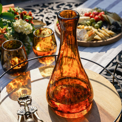 Hand Blown Recycled Glass Amber Wine Decanter