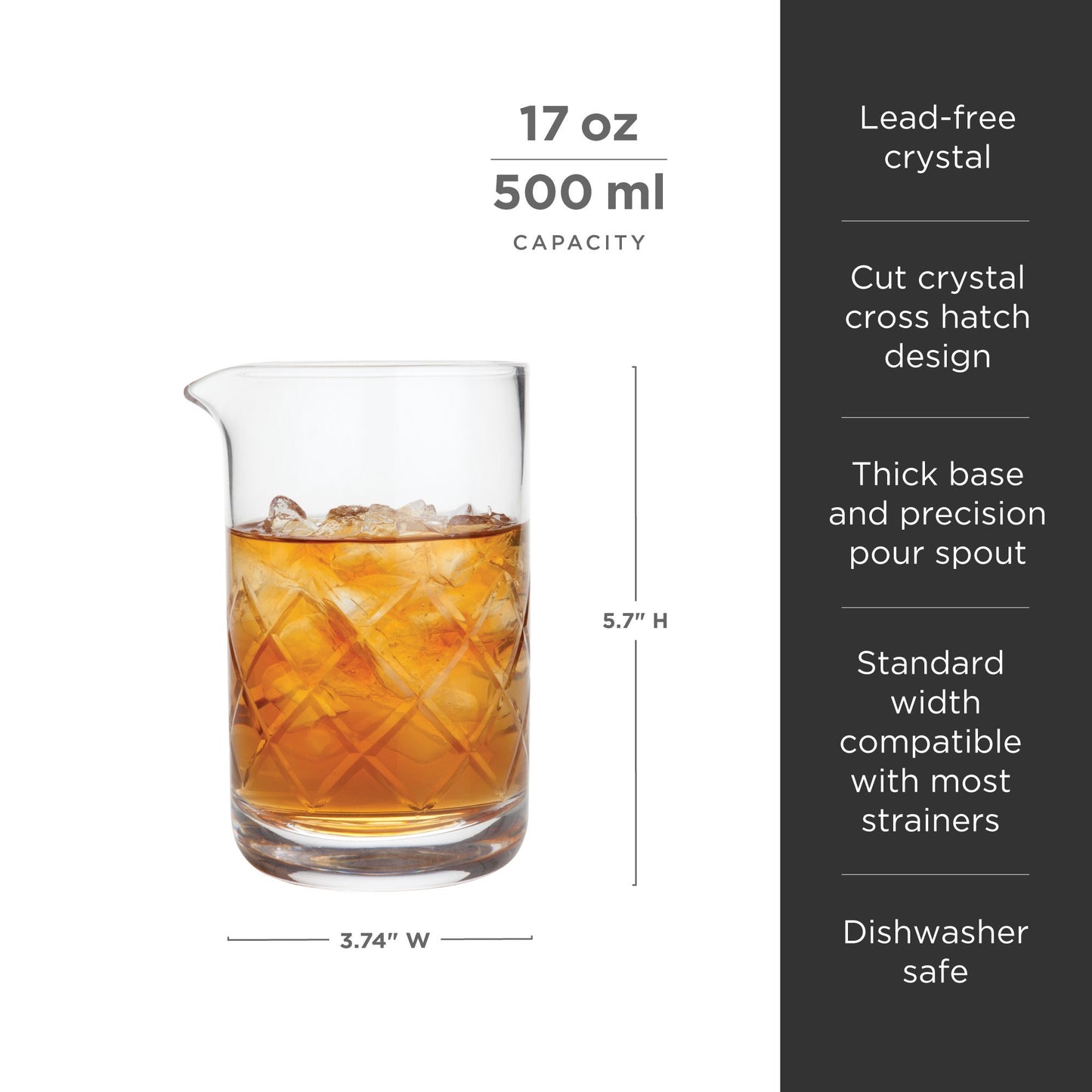 Professional Crystal Mixing Glass for Bartenders