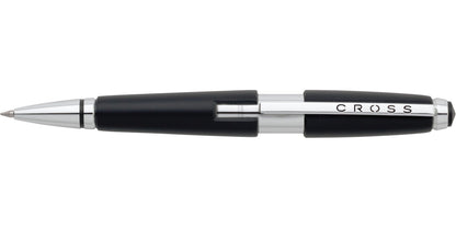Edge Jet Black Gel Rollerball Pen by A.T. Cross, black barrel with chrome clip on Tampa Home & Garden Store
