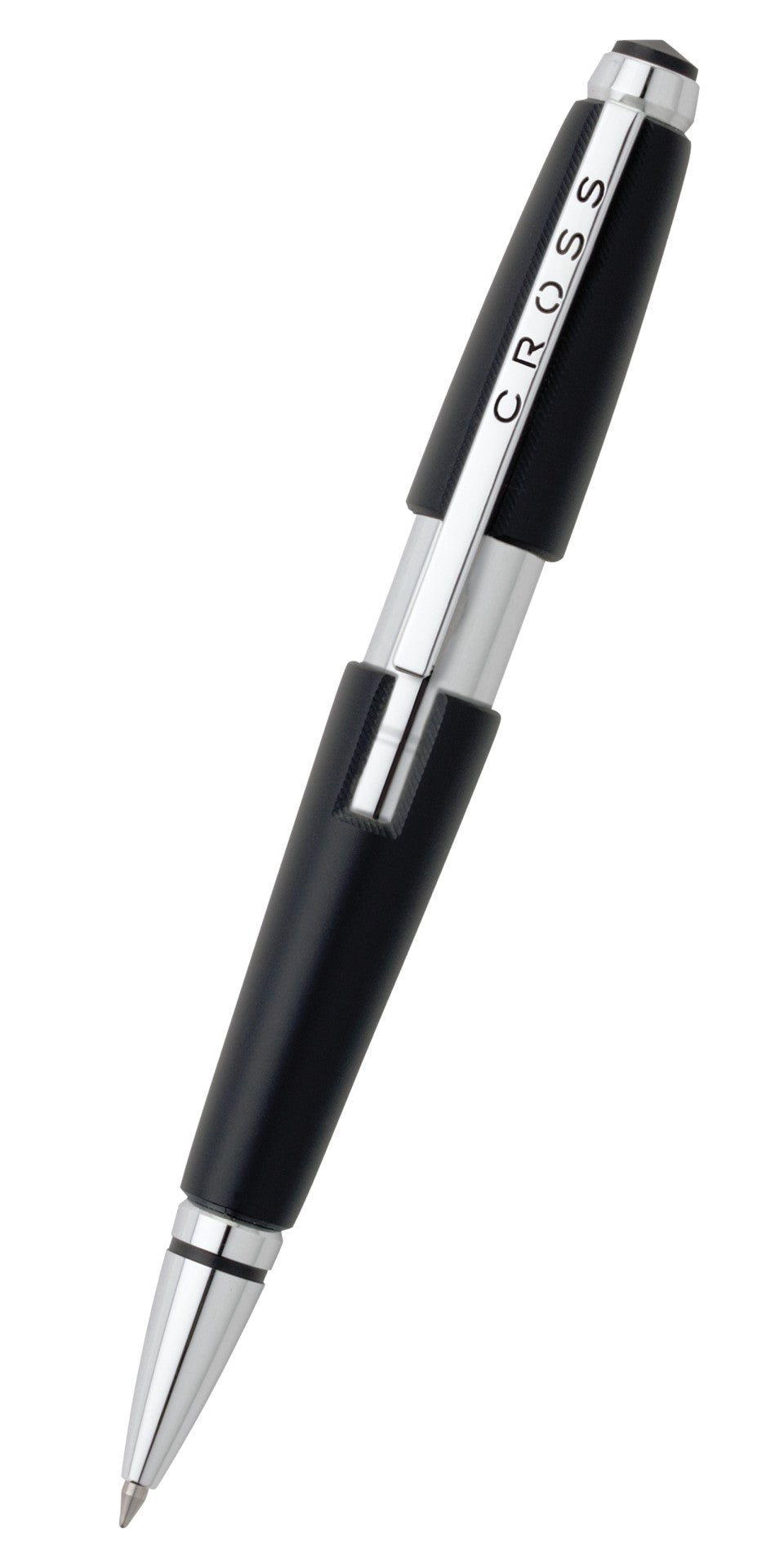 Edge Jet Black Gel Rollerball Pen by A.T. Cross with black grip and chrome trim on Tampa Home & Garden Store
