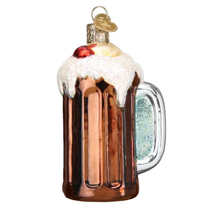 Adorno de vidrio flotado con forma de cerveza de raíz