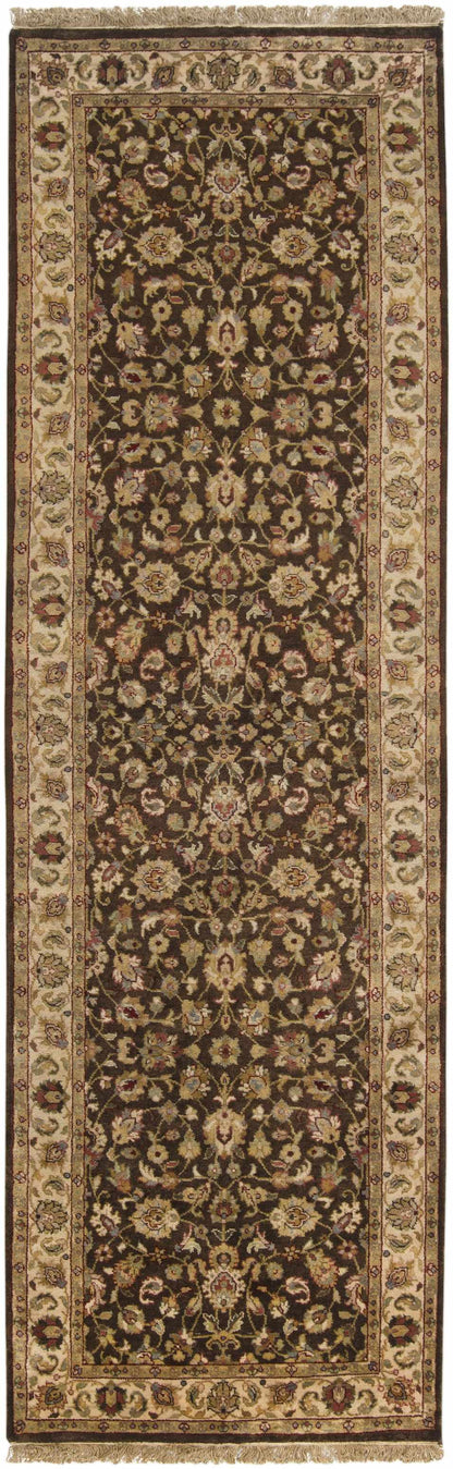 Hillisburg Wool Carpet rug runner with dark field and beige border fringed ends Boutique Rugs on Tampa Home & Garden Store