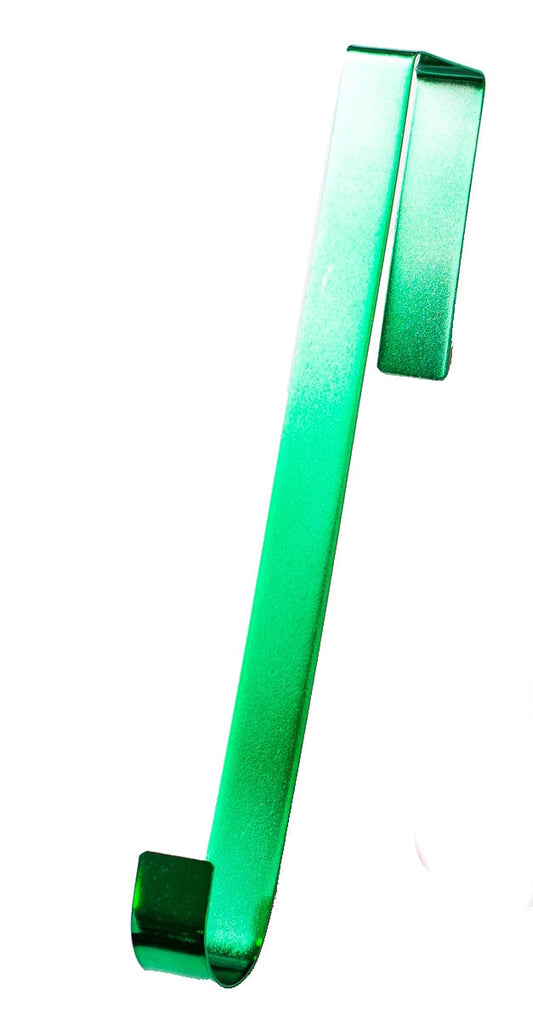 Shiny Metal 12 Inch Over the Door Wreath Hanger - Green - Tampa Home & Garden Store