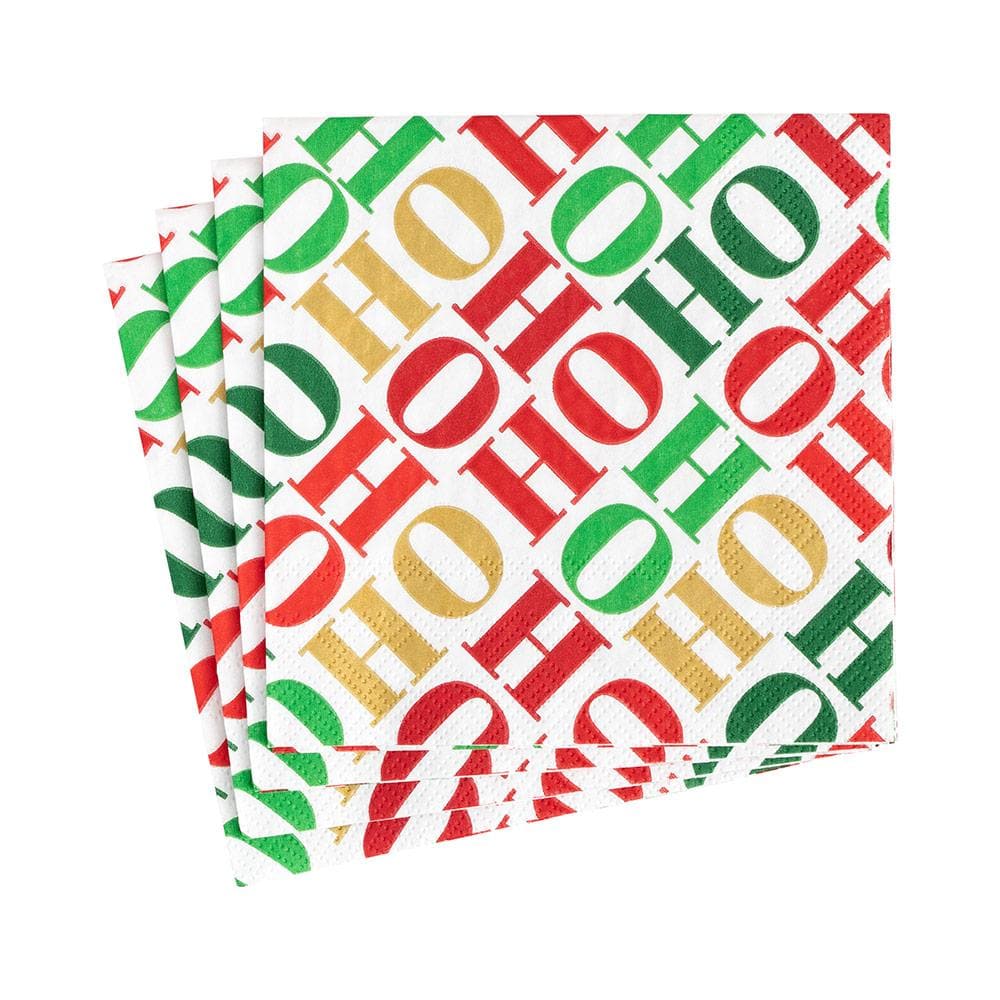 Servilletas de papel para cóctel Ho Ho Ho en blanco