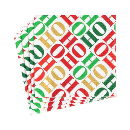 Servilletas de papel para cóctel Ho Ho Ho en blanco