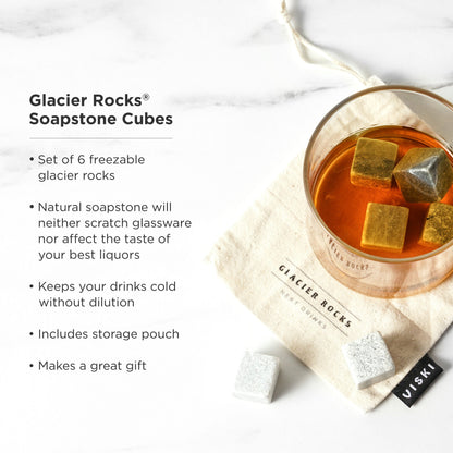 Solid Glacier Cubes and Soapstone For Cool Drinks