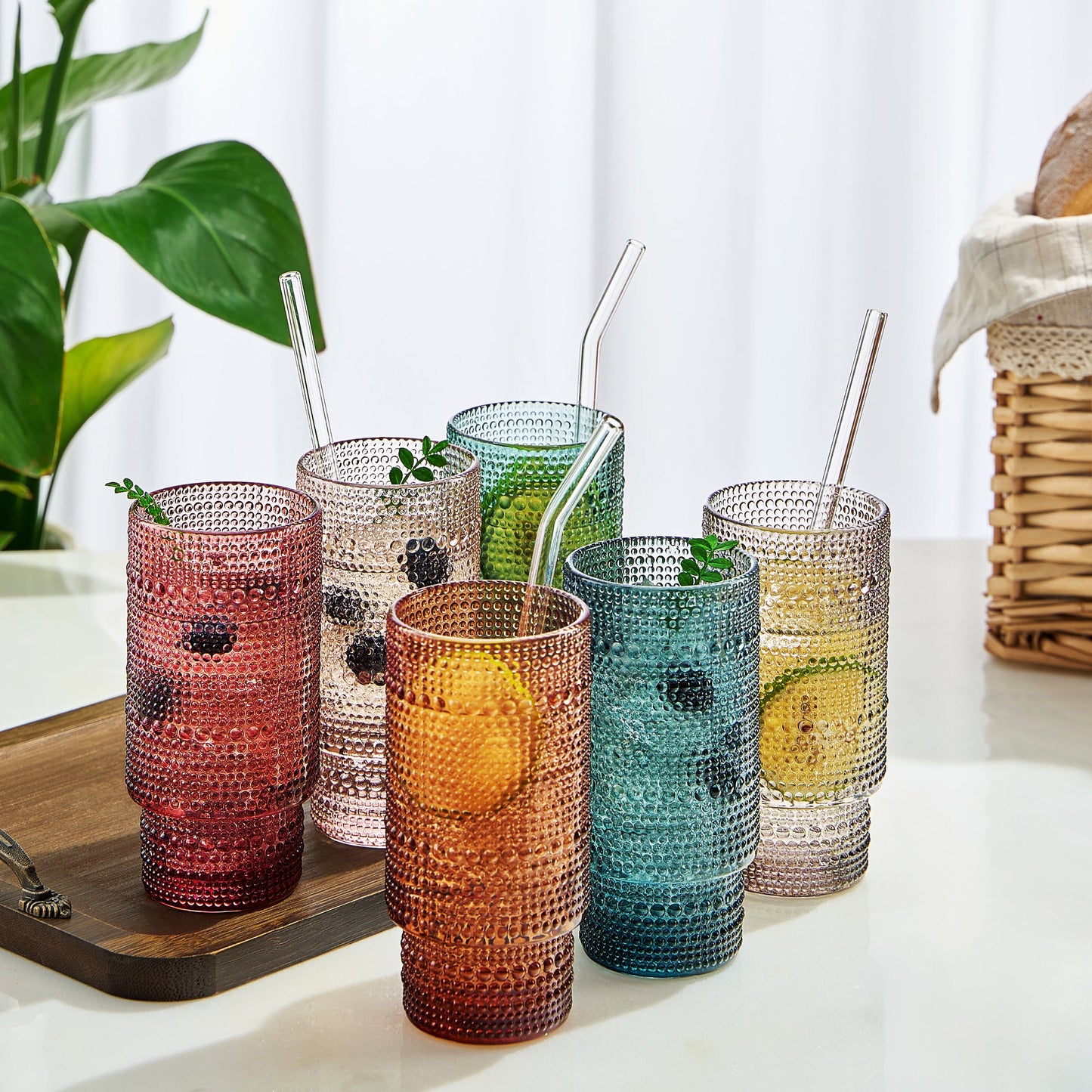 Tonal Highball Glasses and Glass Drinking Stravs