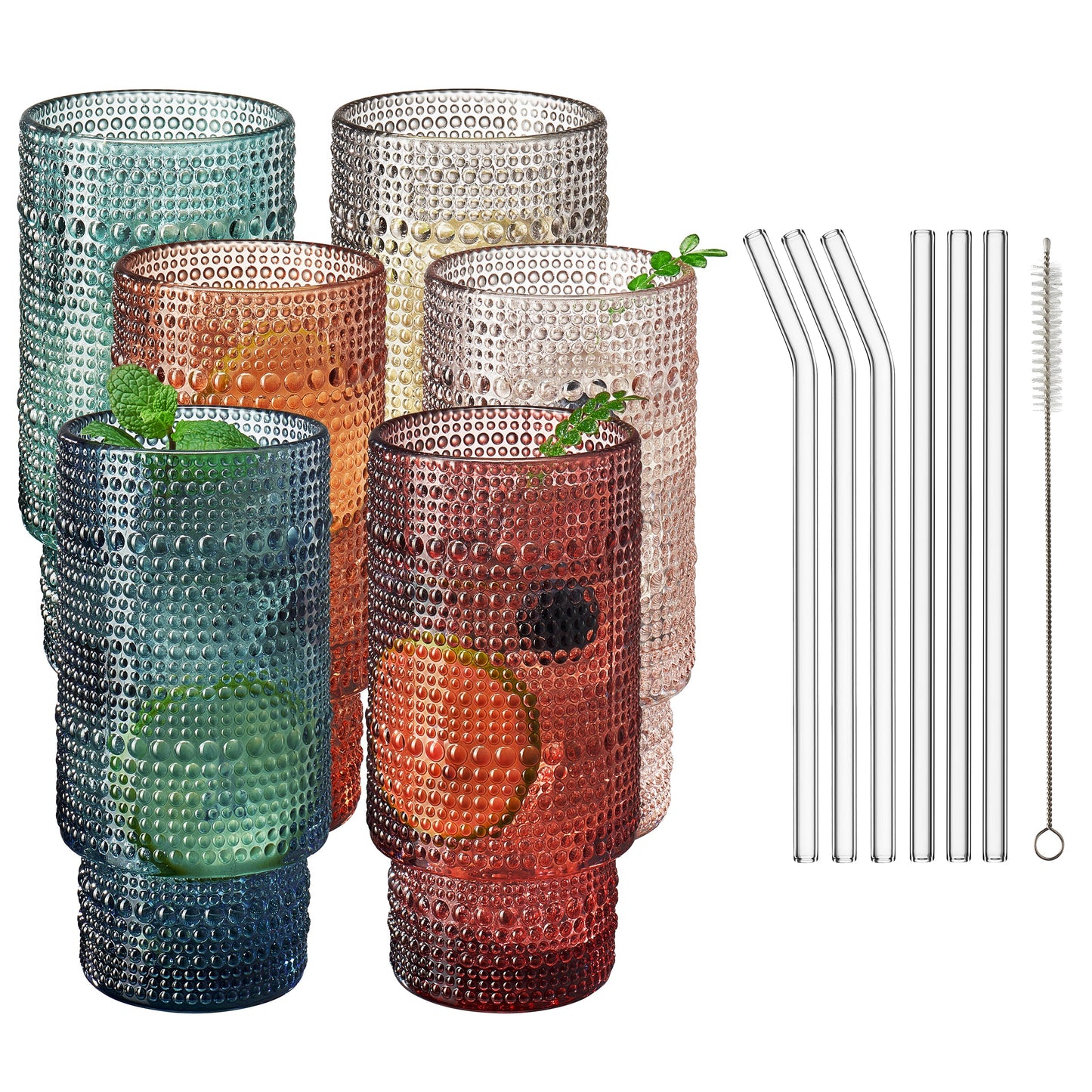 Tonal Highball Glasses and Glass Drinking Stravs