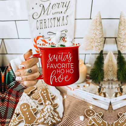 Ho Ho Hoe Mug red Gia Roma coffee mug with Santa's favorite Ho Ho Hoe text on Tampa Home & Garden Store