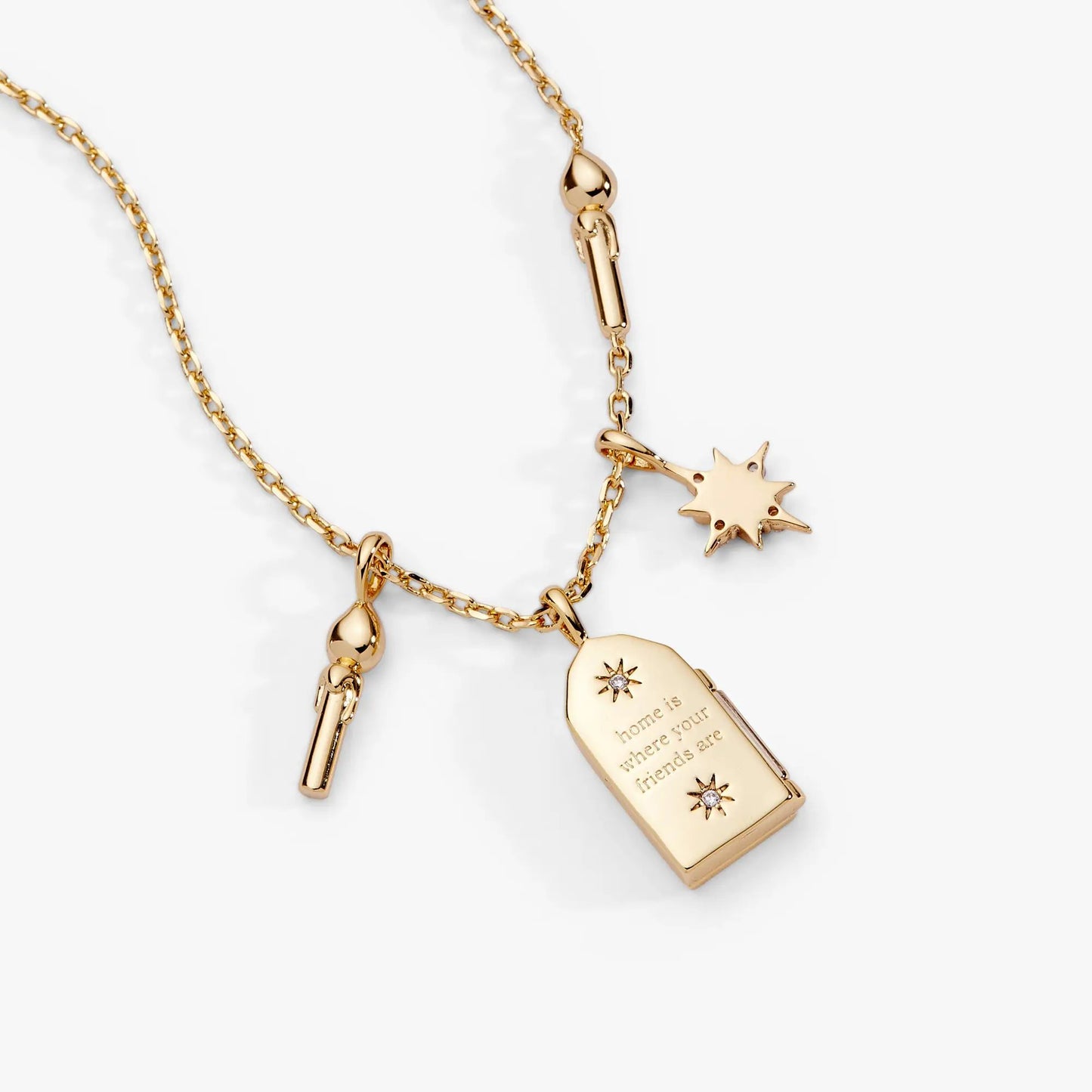 Harry Potter Hogwarts Hall Necklace goldtone with wand and starburst charms by ALEX AND ANI on Tampa Home & Garden Store