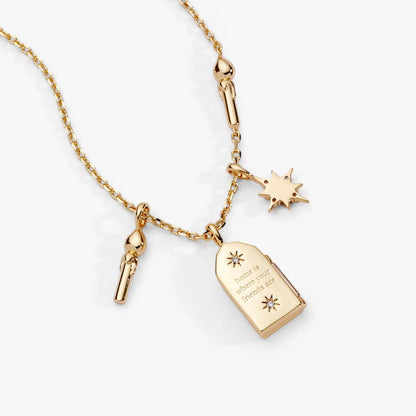 Harry Potter Hogwarts Hall Necklace goldtone with wand and starburst charms by ALEX AND ANI on Tampa Home & Garden Store
