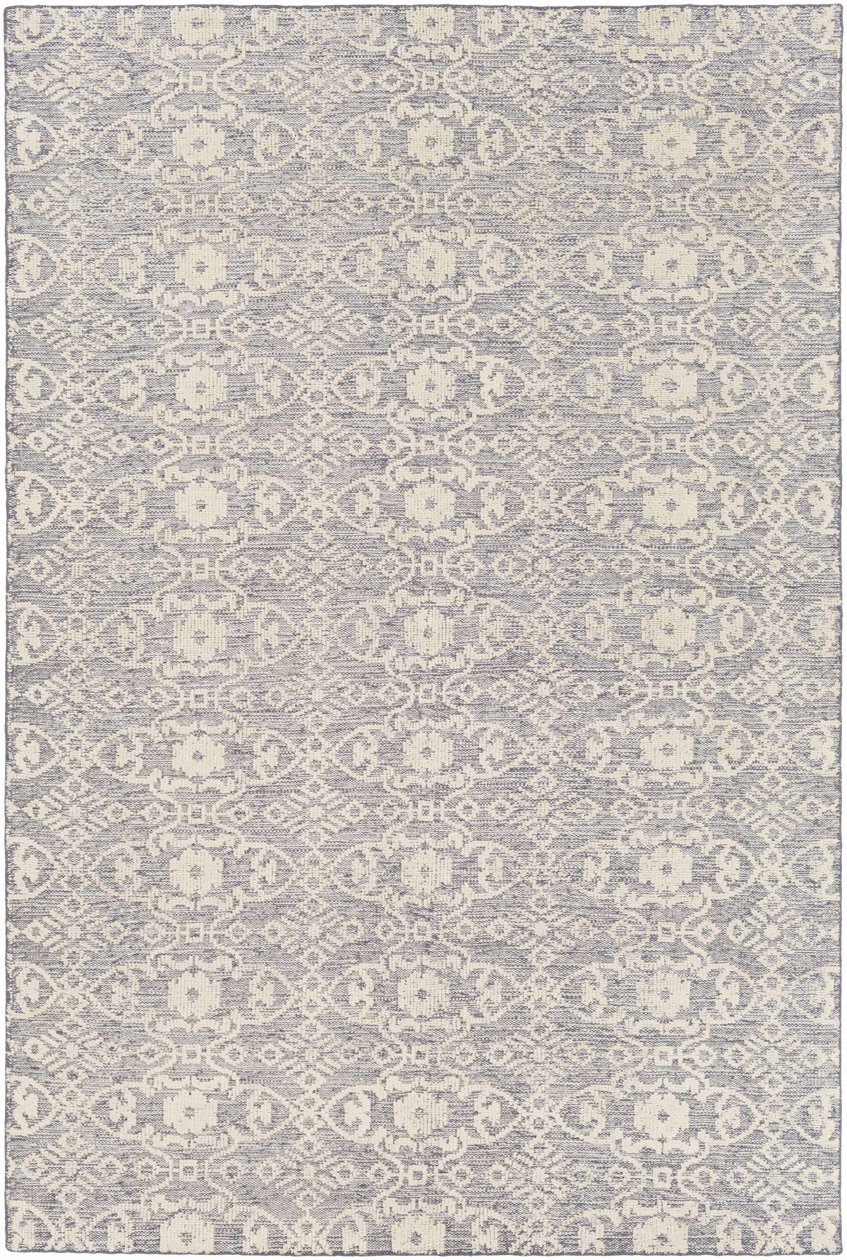 Hoisington Ivory Patterned Wool Rug by Boutique Rugs in gray-blue and ivory on Tampa Home & Garden Store