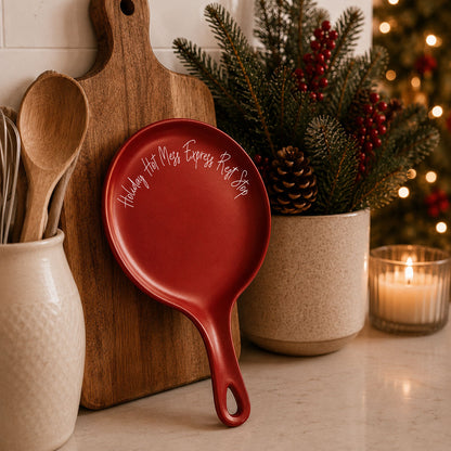 Holiday Hot Mess Stop red spoon rest by Gia Roma, kitchen accessory on Tampa Home & Garden Store