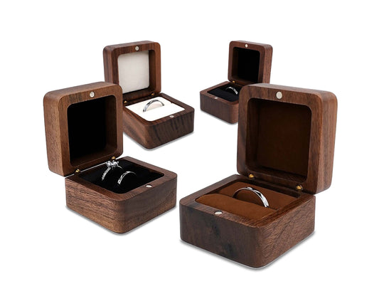 Wooden Ring Box Teak Wood Jewelry Storage Box Handmade Ring Holder Case - Tampa Home & Garden Store