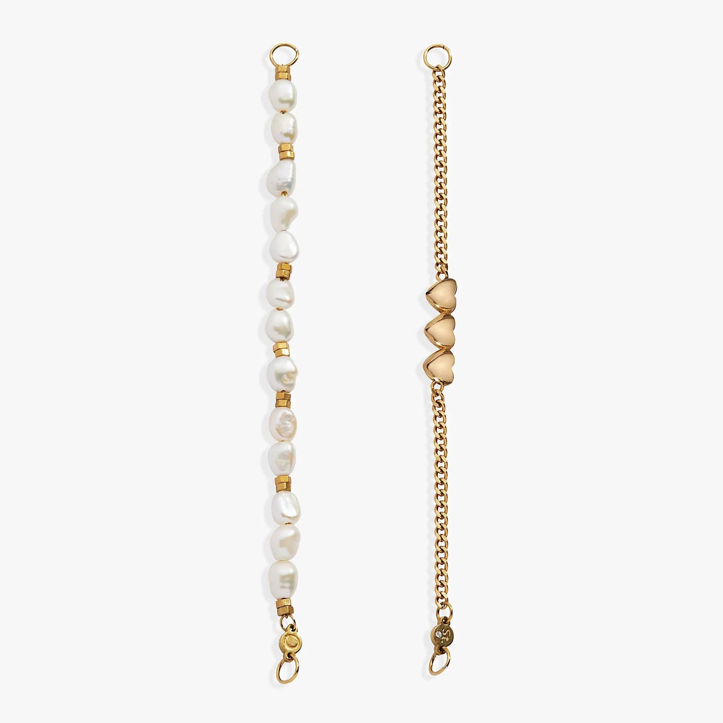 Two-piece bracelet set: freshwater pearl strand bracelet and gold-tone chain bracelet on Tampa Home & Garden Store
