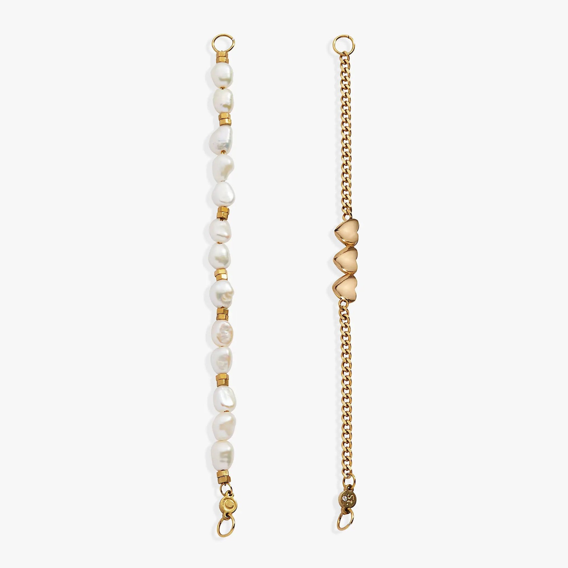 Two-piece bracelet set: freshwater pearl strand bracelet and gold-tone chain bracelet on Tampa Home & Garden Store