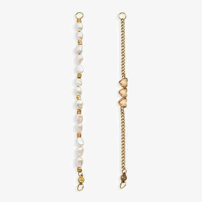 Two-piece bracelet set: freshwater pearl strand bracelet and gold-tone chain bracelet on Tampa Home & Garden Store