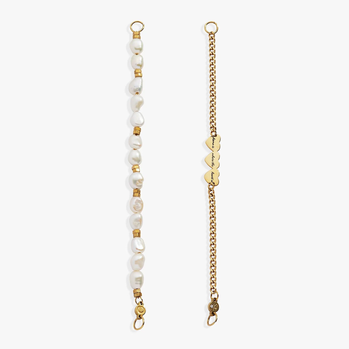Bracelets set of two: Home Is Where The Heart Is Pearl Stranded™ with gold chain, ALEX AND ANI on Tampa Home & Garden Store