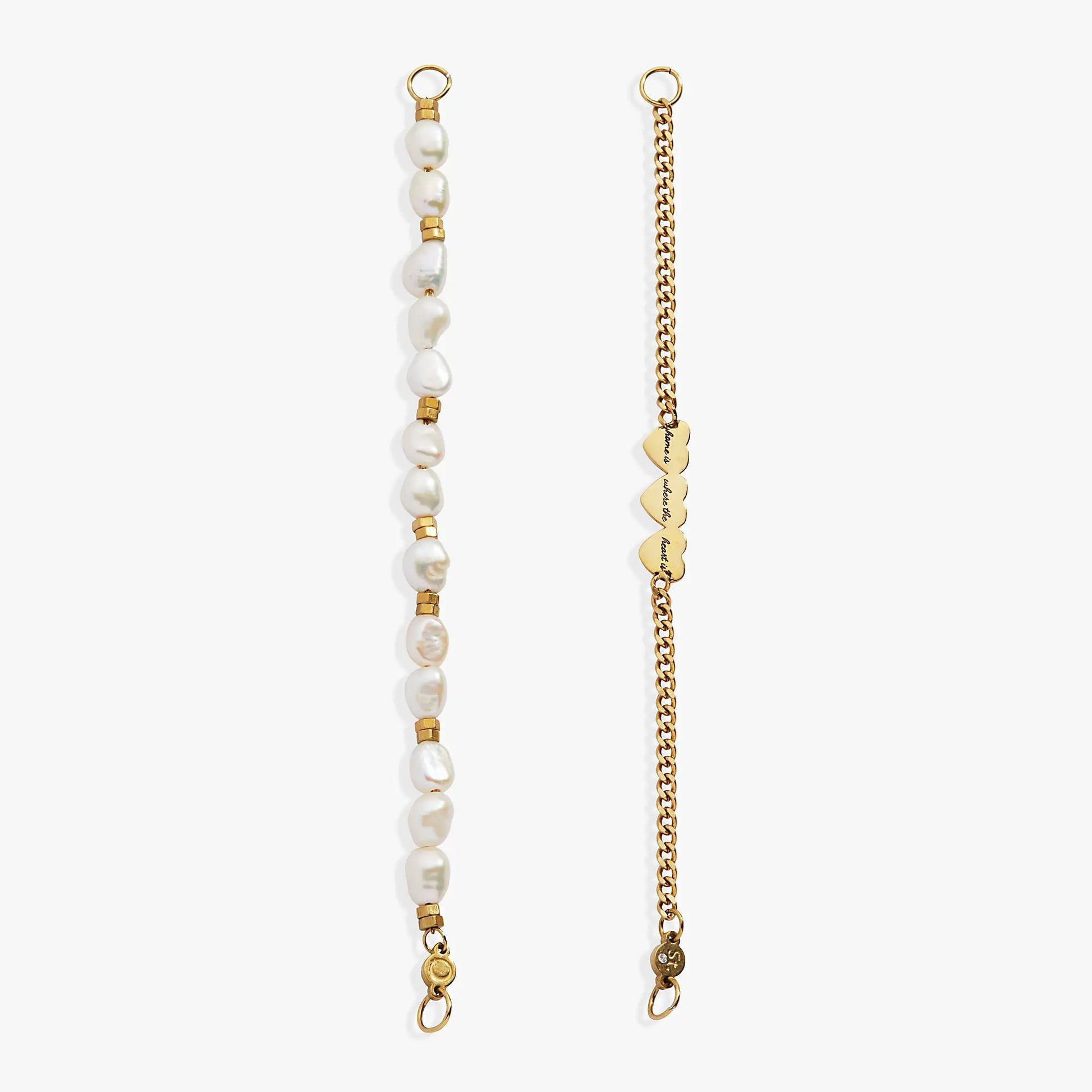 Bracelets set of two: Home Is Where The Heart Is Pearl Stranded™ with gold chain, ALEX AND ANI on Tampa Home & Garden Store