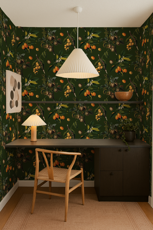 Vintage Orchard Wallpaper, green - Tampa Home & Garden Store