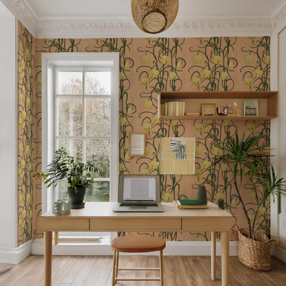 Papel pintado Campanas, arcilla y amarillo
