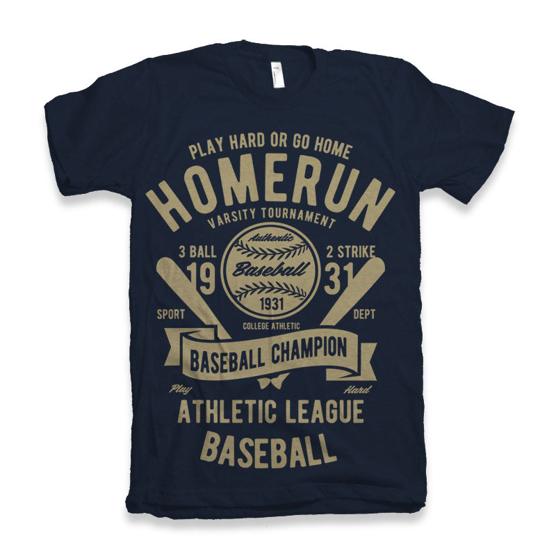 Homerun baseball graphic tee in navy by Spun Bamboo, bamboo viscose/organic cotton short-sleeve on Tampa Home & Garden Store
