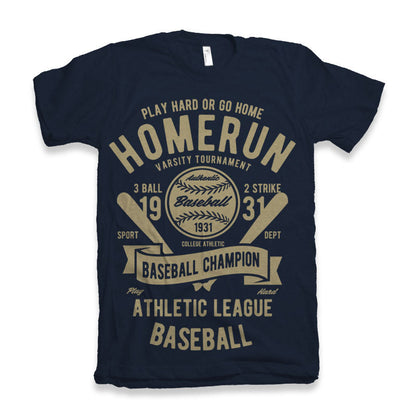 Homerun baseball graphic tee in navy by Spun Bamboo, bamboo viscose/organic cotton short-sleeve on Tampa Home & Garden Store
