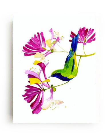Lámina artística de madreselva – Decoración botánica de pared en pastel suave, calidad de archivo, lista para colgar