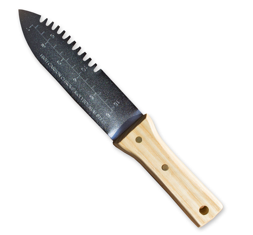 Hori Hori Digger garden knife by Womanswork with wooden handle and serrated blade on Tampa Home & Garden Store