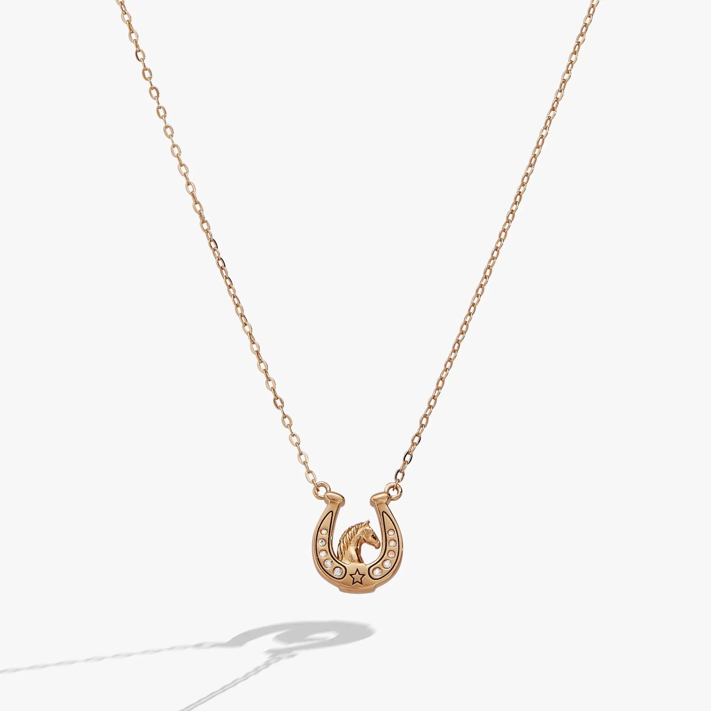 Horse Girl At Heart horseshoe necklace by ALEX AND ANI in rose gold-tone with crystal accents on Tampa Home & Garden Store