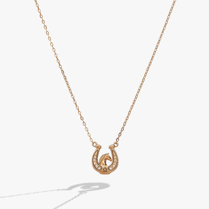 Horse Girl At Heart horseshoe necklace by ALEX AND ANI in rose gold-tone with crystal accents on Tampa Home & Garden Store