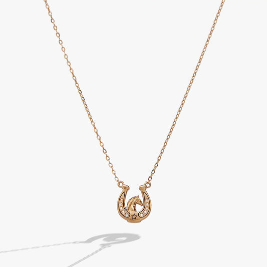 Horse Girl At Heart horseshoe necklace by ALEX AND ANI in rose gold-tone with crystal accents on Tampa Home & Garden Store